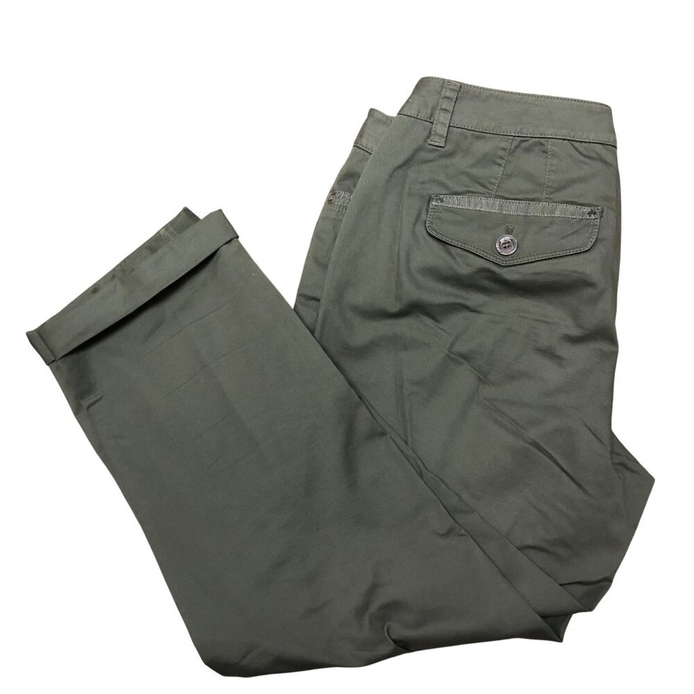 White House Black Market Olive Green Cropped Straight-Leg Pants Womens Size 8